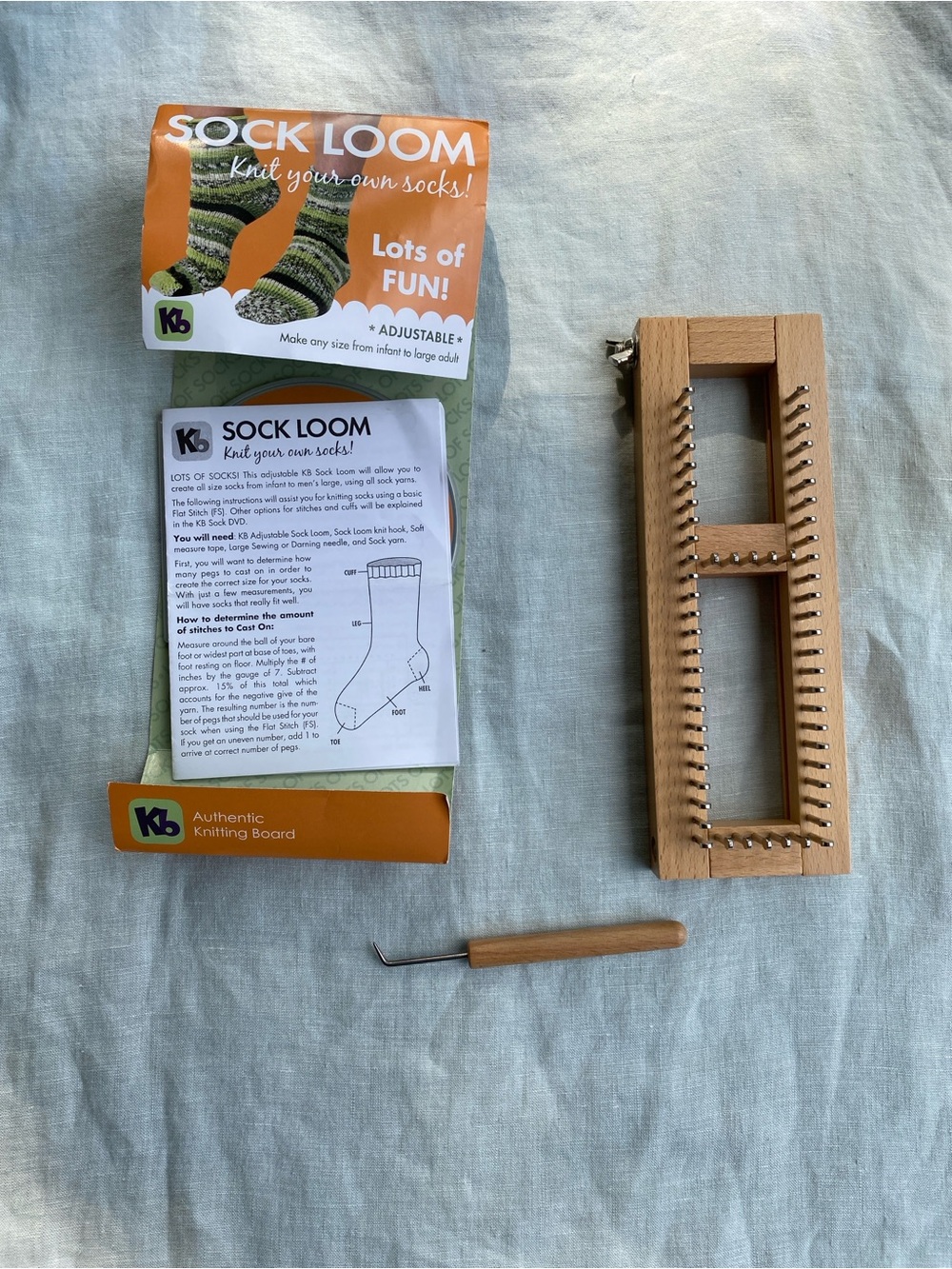 KB Knitting Board adjustable wooden sock loom kit